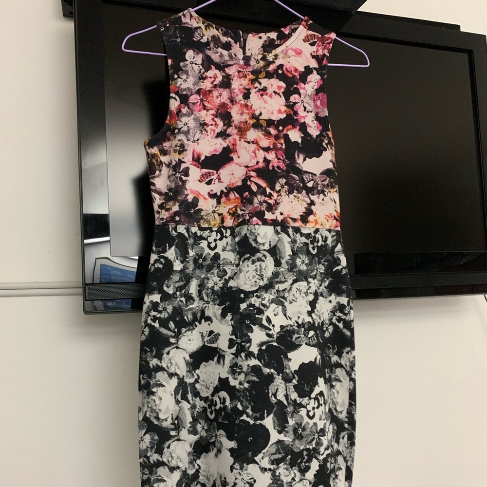 Topshop two-toned floral body con dress